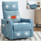 Fauteuil inclinable manuel à 8 points de massage, fauteuil à bascule pivotant en tissu, fauteuil simple avec bascule et chauffage lombaire