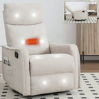 Fauteuil inclinable manuel à 8 points de massage, fauteuil à bascule pivotant en tissu, fauteuil simple avec bascule et chauffage lombaire