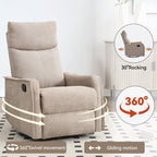 Fauteuil inclinable manuel à 8 points de massage, fauteuil à bascule pivotant en tissu, fauteuil simple avec bascule et chauffage lombaire
