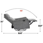 Fauteuil inclinable manuel à 8 points de massage, fauteuil à bascule pivotant en tissu, fauteuil simple avec bascule et chauffage lombaire