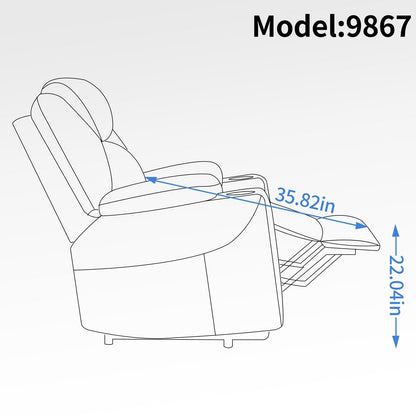 Fauteuil inclinable à vibrations 8 points, massage électrique, mécanisme de mouvement robuste avec chauffage lombaire, deux ports USB et porte-gobelets
