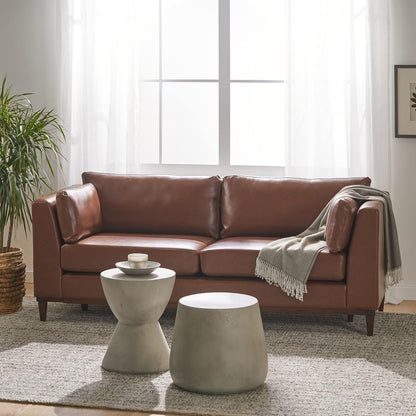 Canapé 3 places en similicuir avec pieds en bois de bouleau et coussins pour le salon (80,25 €)