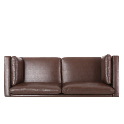 Canapé 3 places en similicuir avec pieds en bois de bouleau et coussins pour le salon (80,25 €)