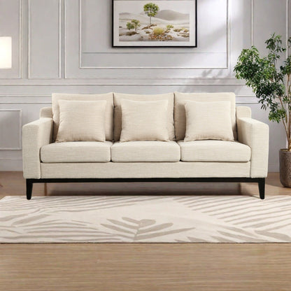 Canapé 3 places en polyester 80,5 pouces, finitions en bois massif – Confort haut de gamme pour le salon ou le bureau