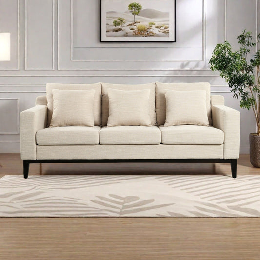 Canapé 3 places en polyester 80,5 pouces, finitions en bois massif – Confort haut de gamme pour le salon ou le bureau