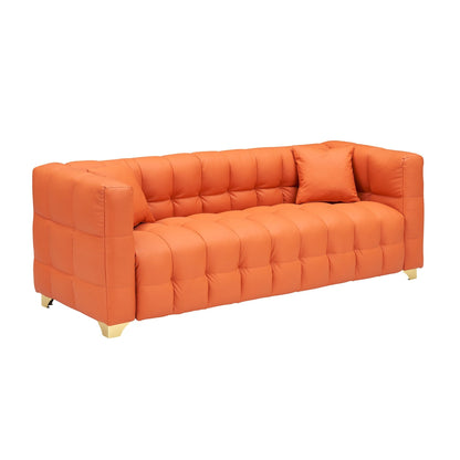 Canapé 3 places en tissu technique orange 80, imperméable, antitache et anti-pattes de chat