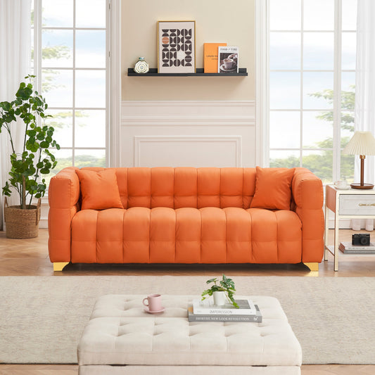 Canapé 3 places en tissu technique orange 80, imperméable, antitache et anti-pattes de chat