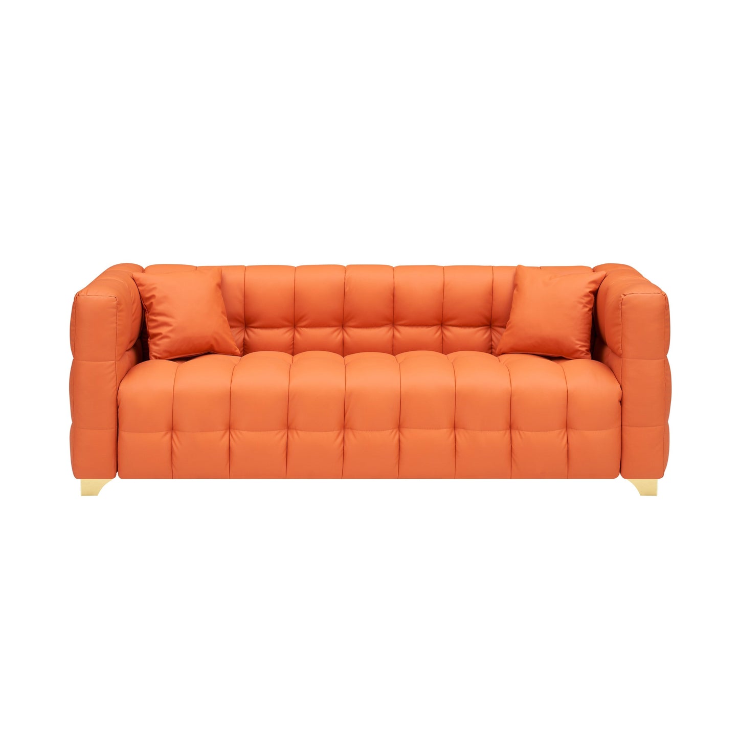 Canapé 3 places en tissu technique orange 80, imperméable, antitache et anti-pattes de chat