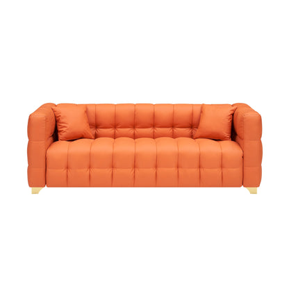 Canapé 3 places en tissu technique orange 80, imperméable, antitache et anti-pattes de chat