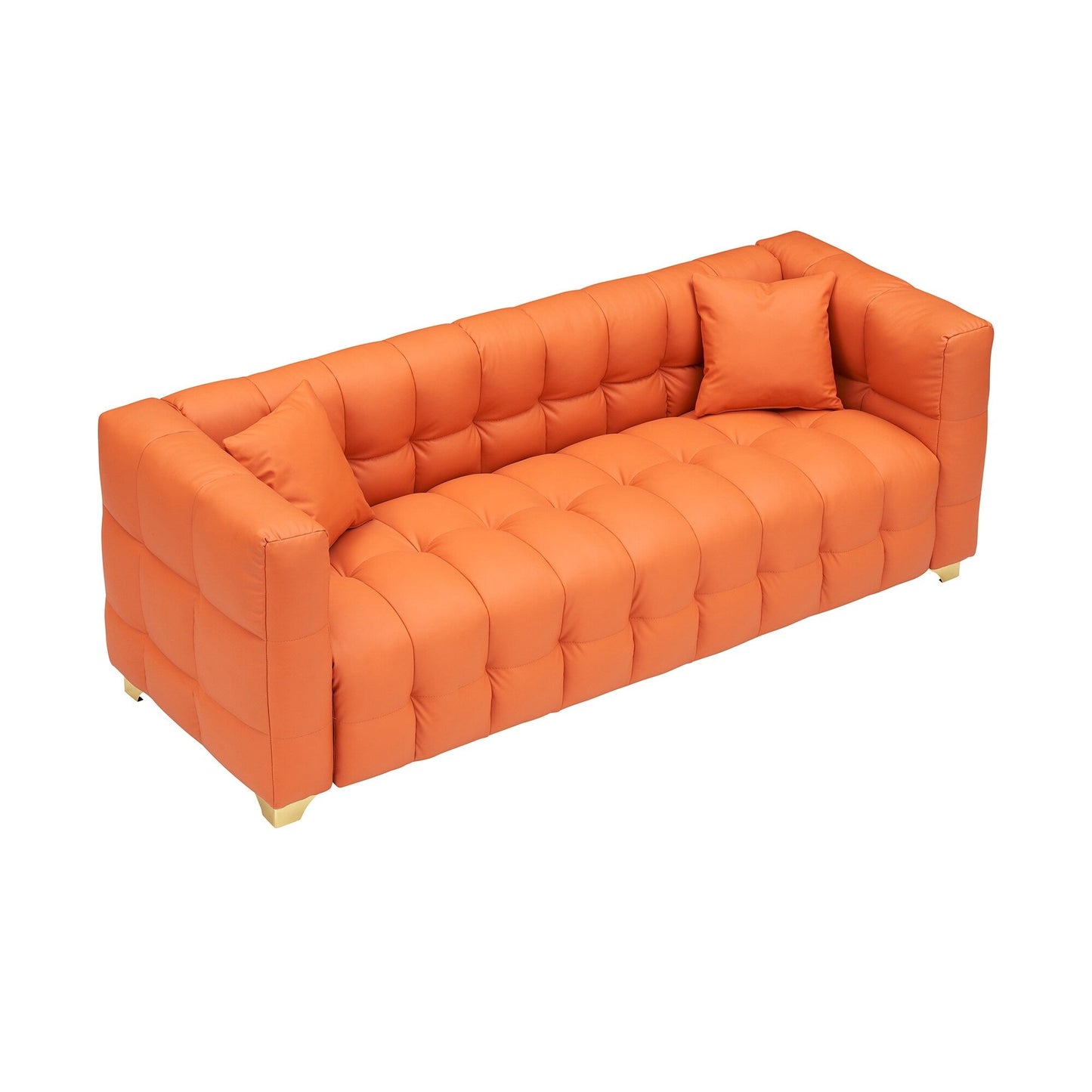 Canapé 3 places en tissu technique orange 80, imperméable, antitache et anti-pattes de chat