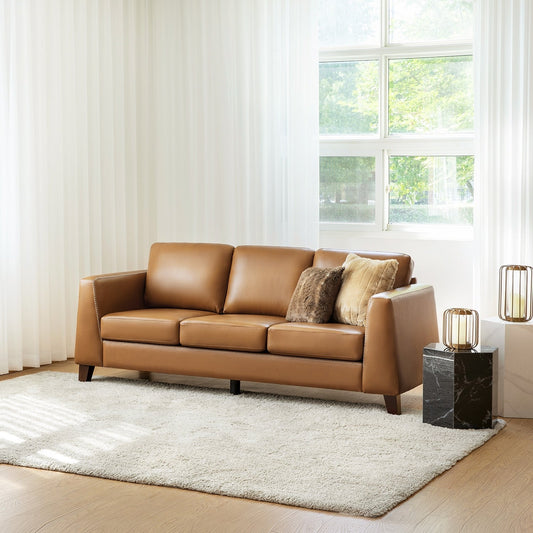 Canapé Rita 81,5 en cuir véritable avec accoudoirs et pieds en bois massif par HULALA HOME