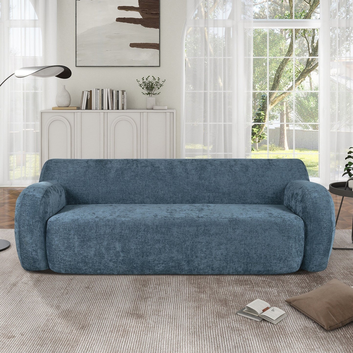 Canapé 3 places minimaliste à compression 81,5 avec larges assises et rembourrage en mousse haute densité pour salons