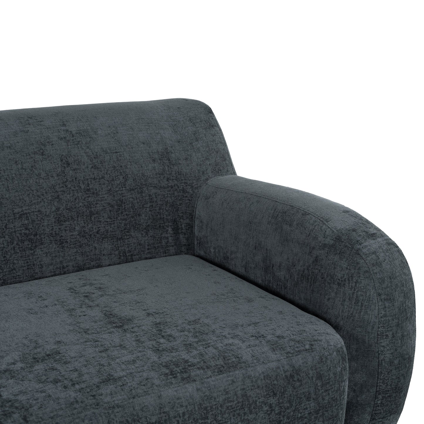 Canapé 3 places incurvé en polyester 81,5 avec accoudoirs ergonomiques, mousse haute densité et aucun assemblage requis