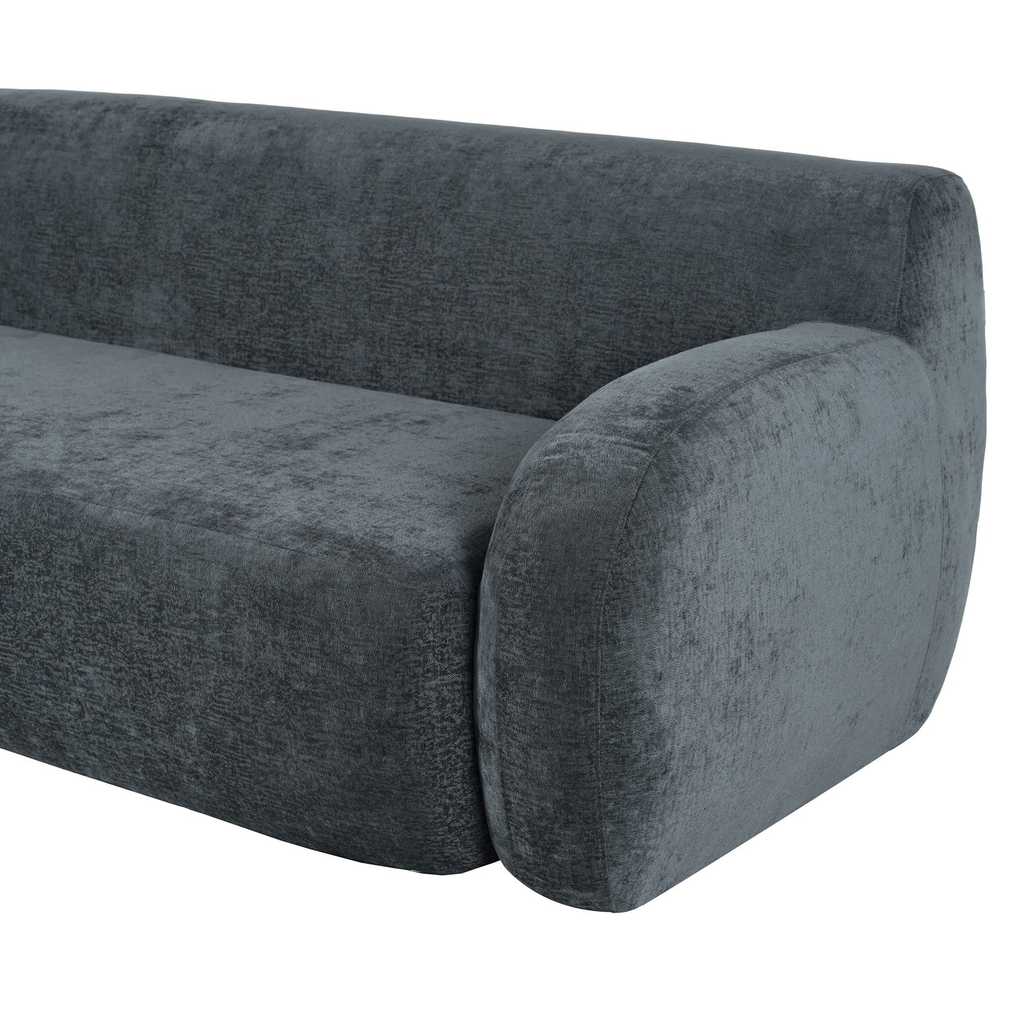 Canapé 3 places incurvé en polyester 81,5 avec accoudoirs ergonomiques, mousse haute densité et aucun assemblage requis