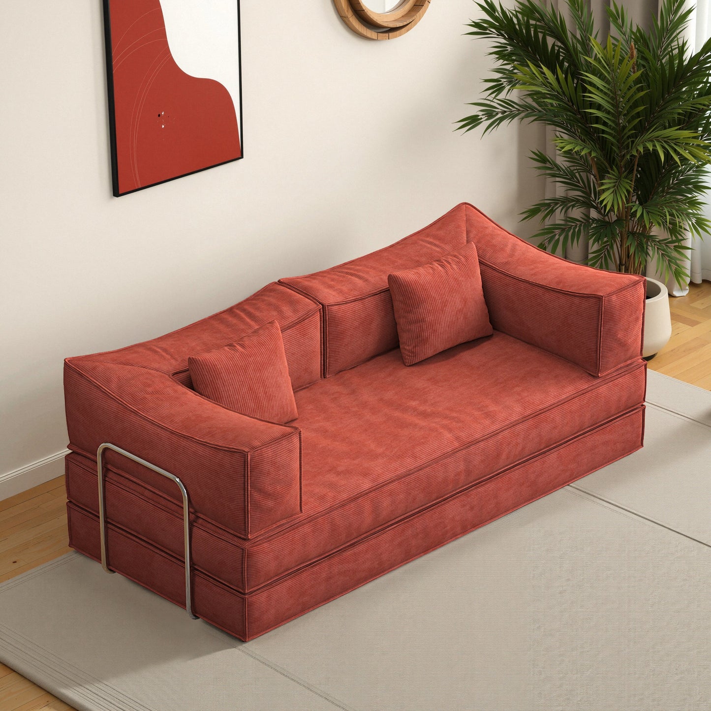 Canapé modulaire convertible en chenille de 82 pouces pour le salon