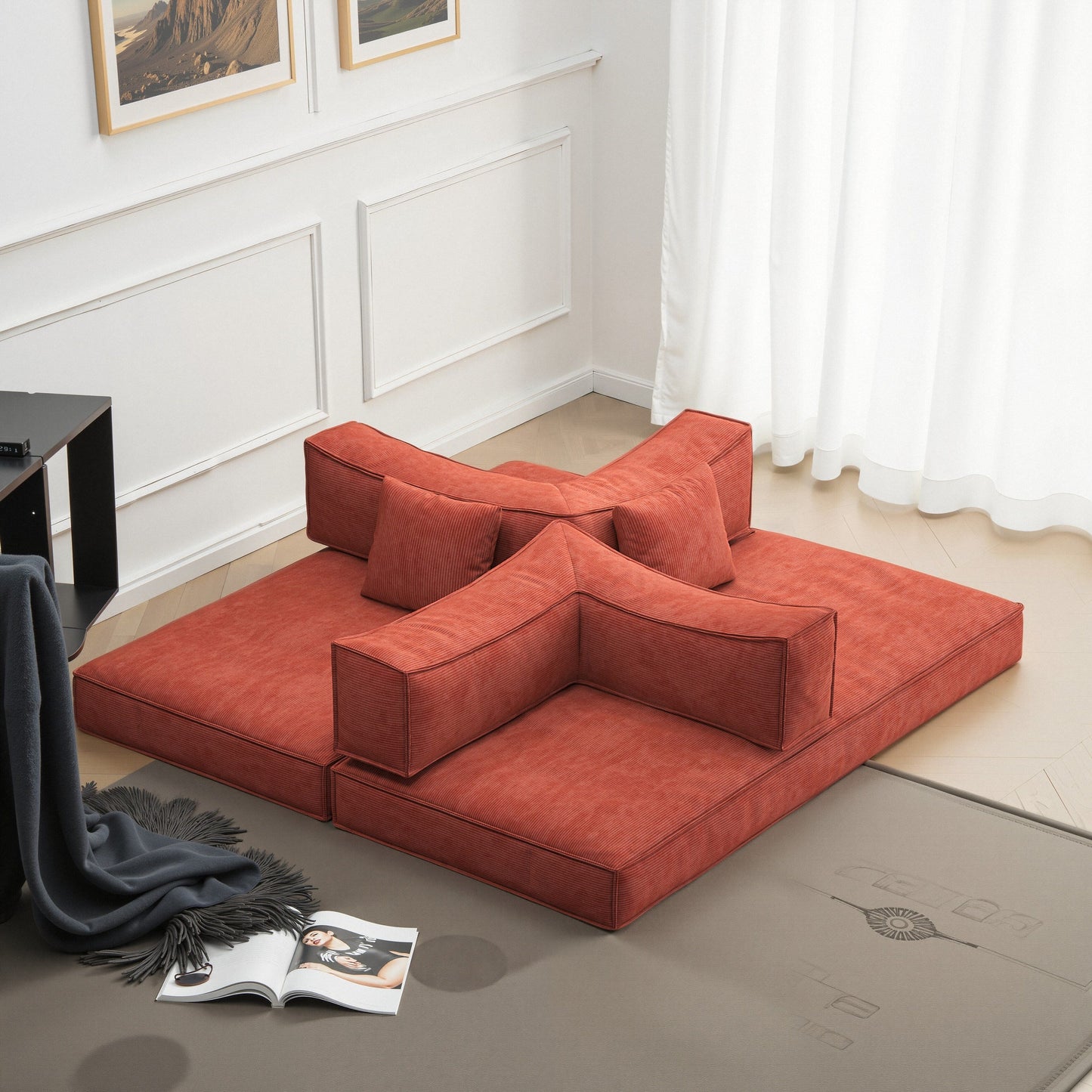 Canapé modulaire convertible en chenille de 82 pouces pour le salon