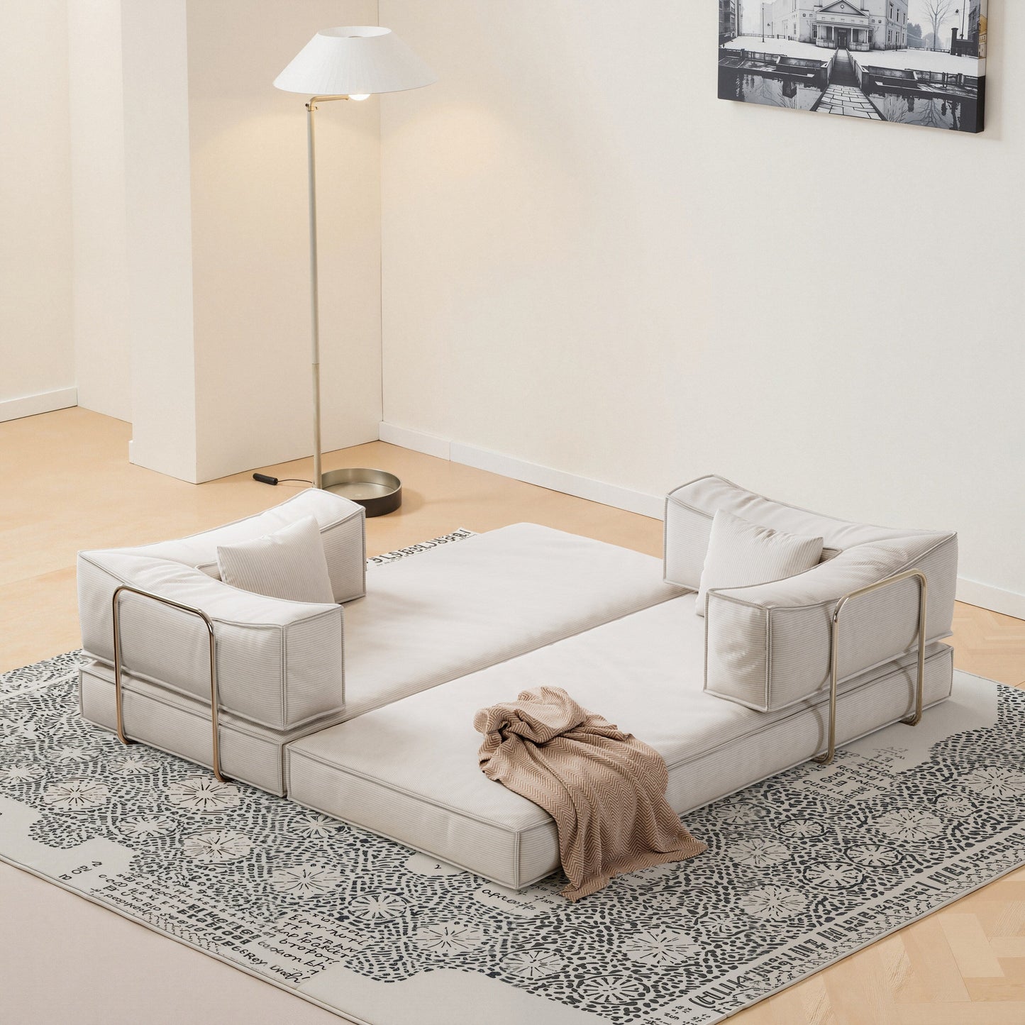 Canapé modulaire convertible en chenille de 82 pouces pour le salon