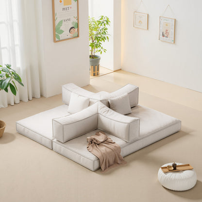 Canapé modulaire convertible en chenille de 82 pouces pour le salon
