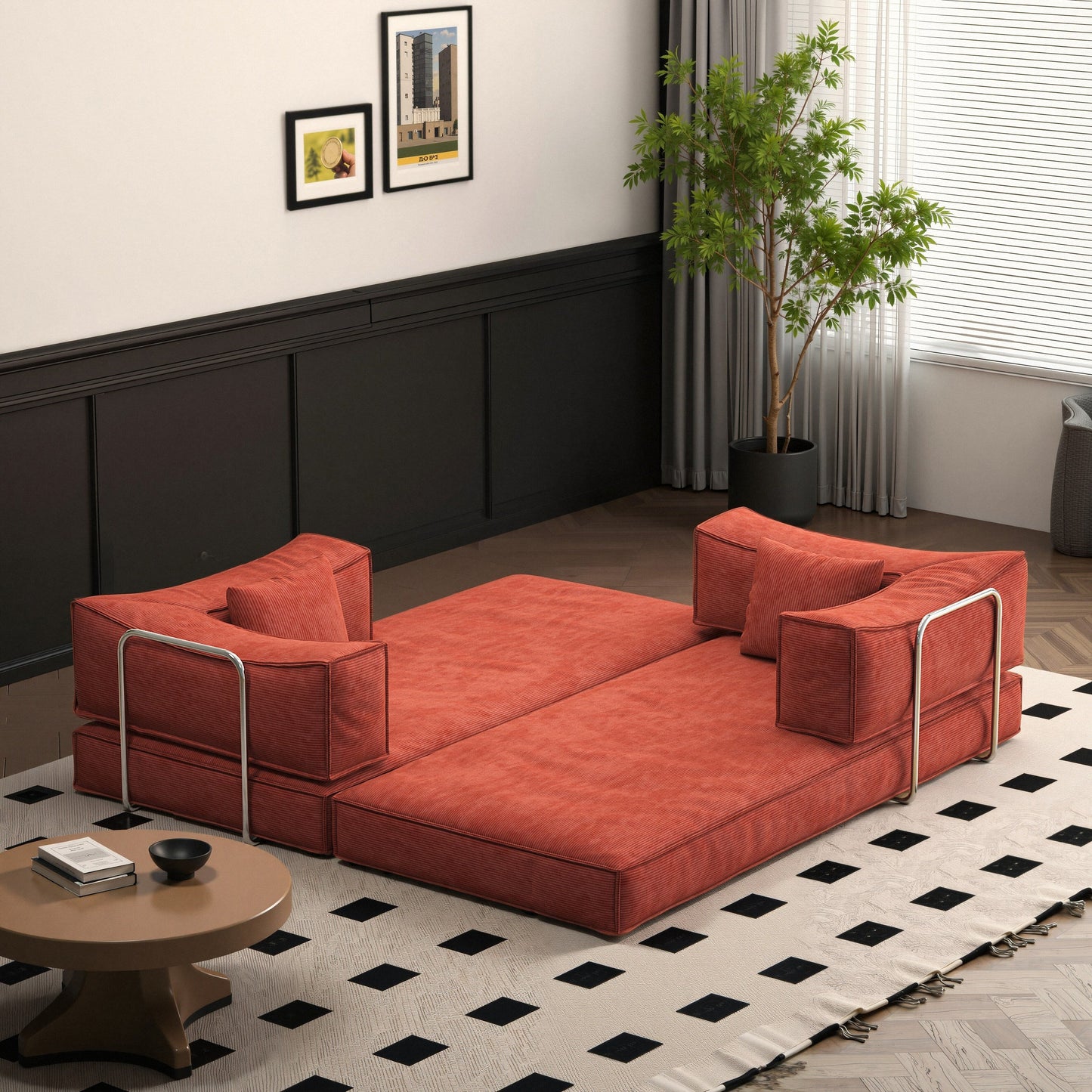 Canapé modulaire convertible en chenille de 82 pouces pour le salon