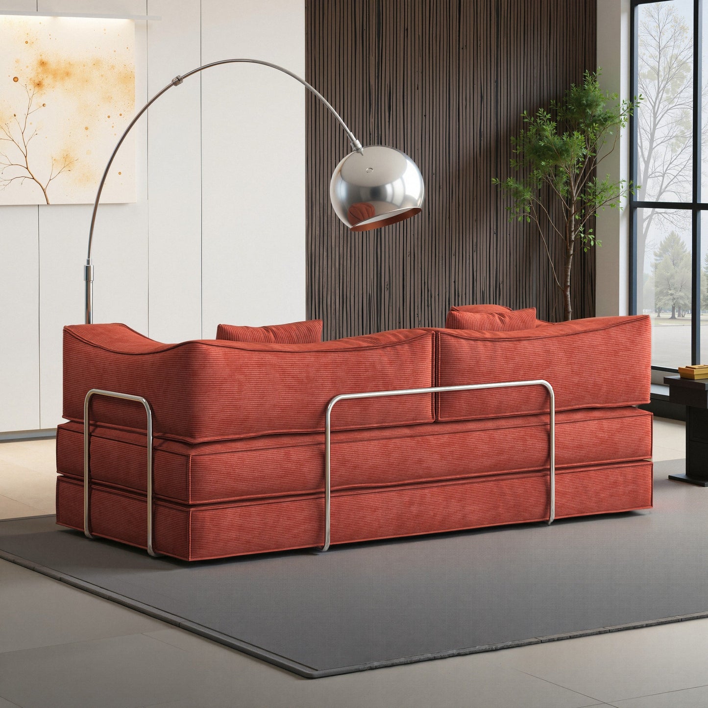 Canapé modulaire convertible en chenille de 82 pouces pour le salon
