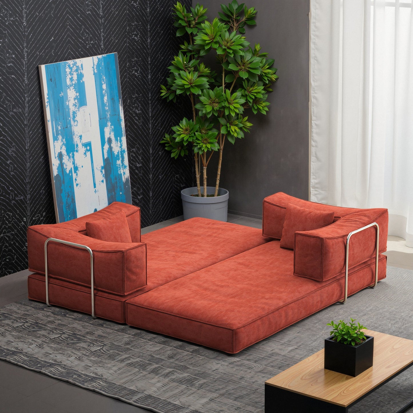 Canapé modulaire convertible en chenille de 82 pouces pour le salon