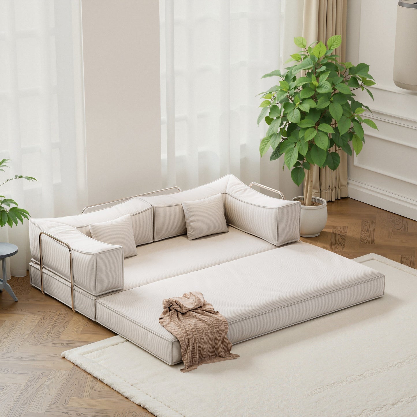Canapé modulaire convertible en chenille de 82 pouces pour le salon