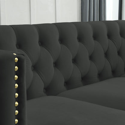Canapé d'angle en velours de 82,2 pouces, canapé sectionnel en L, canapés d'angle 5 places avec 3 coussins pour salon, chambre, appartement
