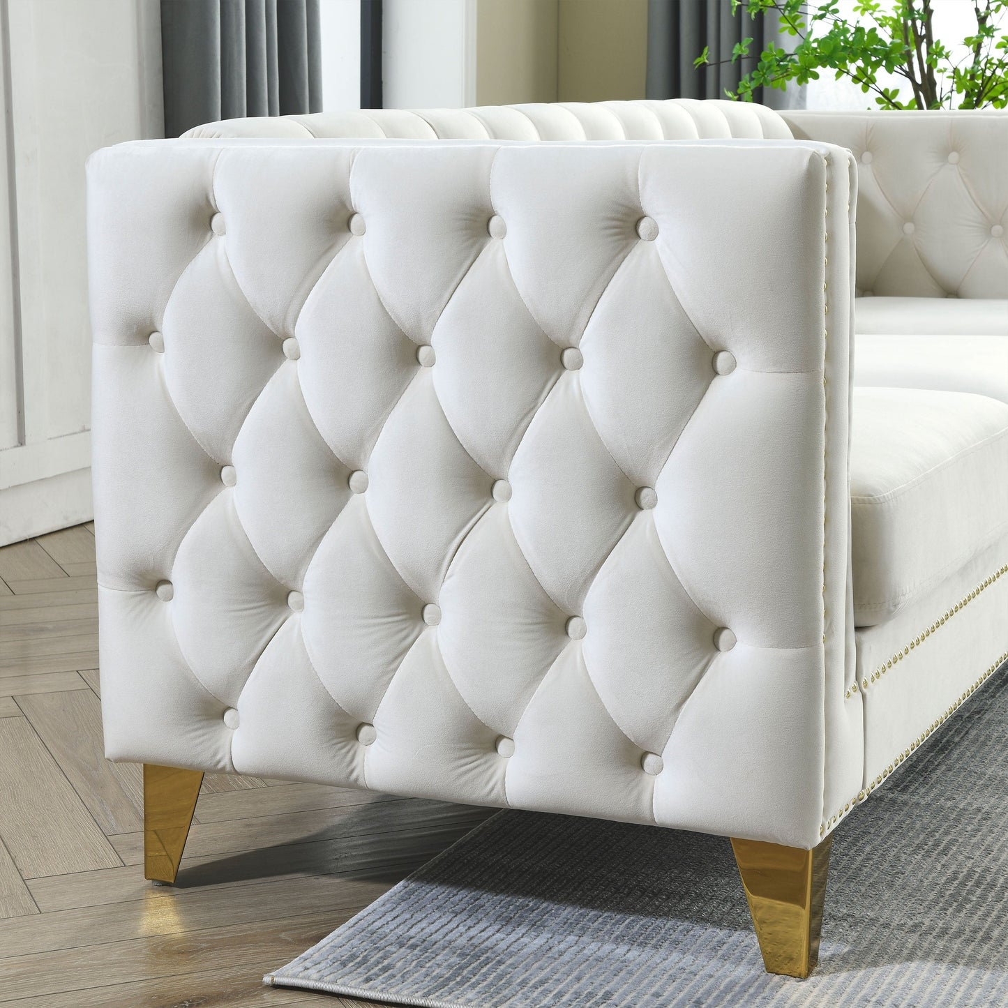 Canapé d'angle en velours de 82,2 pouces, canapé sectionnel en L, canapés d'angle 5 places avec 3 coussins pour salon, chambre, appartement