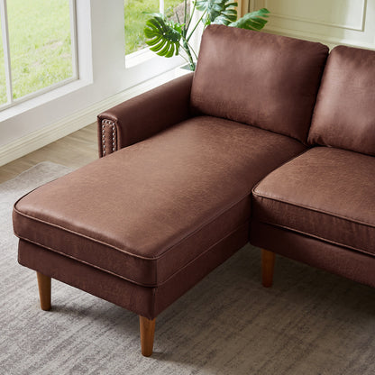 Canapé 3 places en tissu 82.2 avec clous en cuivre et méridienne droite