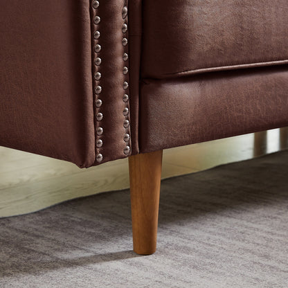 Canapé 3 places en tissu 82.2 avec clous en cuivre et méridienne droite