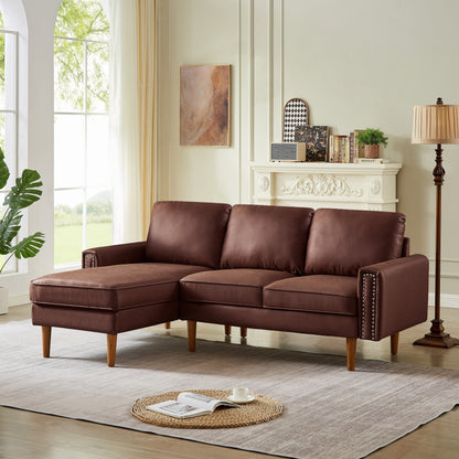 Canapé 3 places en tissu 82.2 avec clous en cuivre et méridienne droite