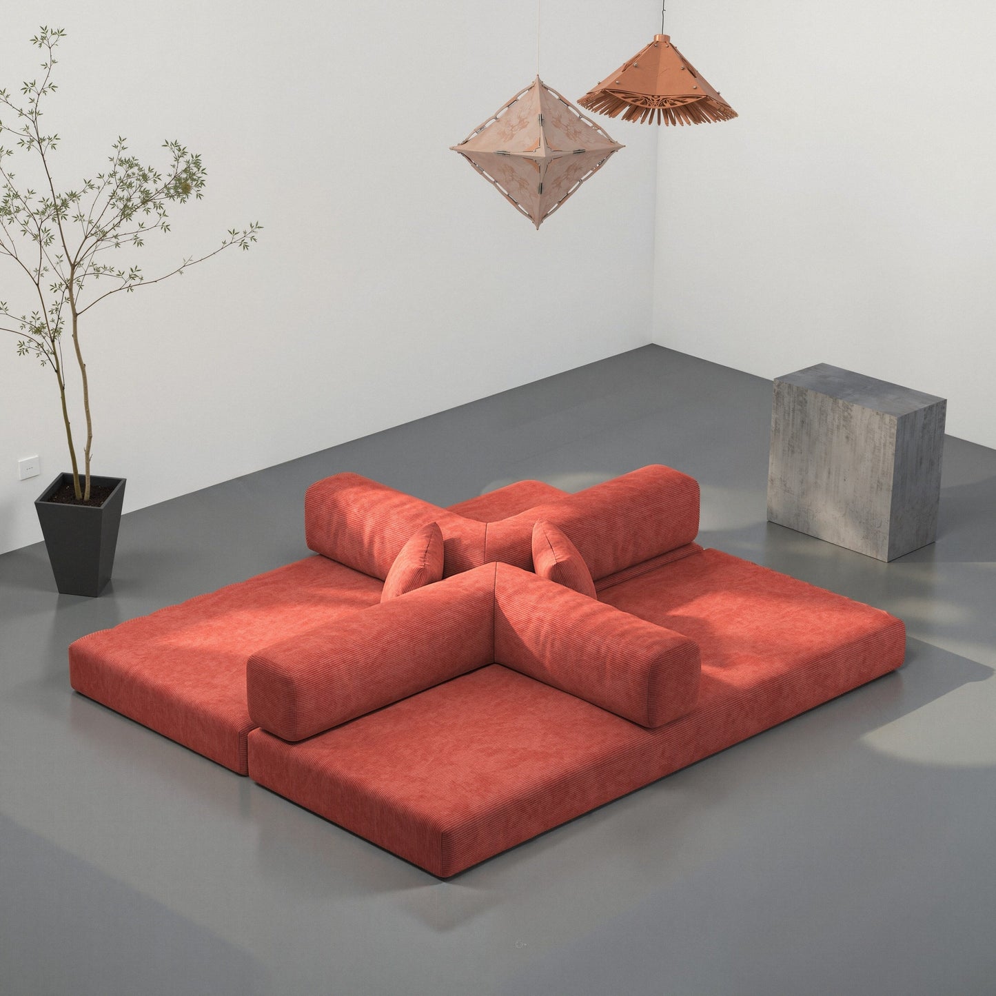 Canapé modulable 3 places en mousse 82,68 € avec dossier amovible, assise de 70 cm de large, housse lavable, structure en acier inoxydable