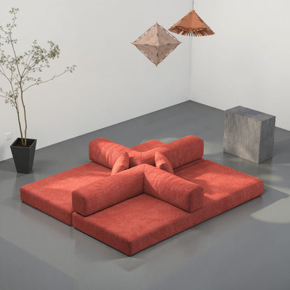 Canapé modulable 3 places en mousse 82,68 € avec dossier amovible, assise de 70 cm de large, housse lavable, structure en acier inoxydable