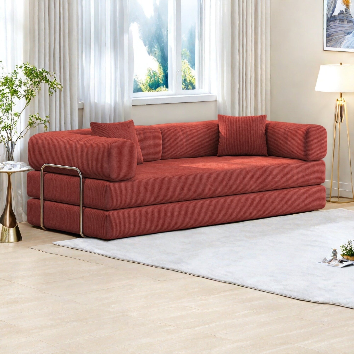 Canapé modulable 3 places en mousse 82,68 € avec dossier amovible, assise de 70 cm de large, housse lavable, structure en acier inoxydable