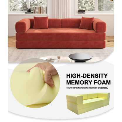 Canapé modulable 3 places en mousse 82,68 € avec dossier amovible, assise de 70 cm de large, housse lavable, structure en acier inoxydable