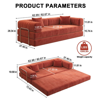 Canapé modulable 3 places en mousse 82,68 € avec dossier amovible, assise de 70 cm de large, housse lavable, structure en acier inoxydable