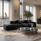 Canapé en cuir noir minimaliste géométrique