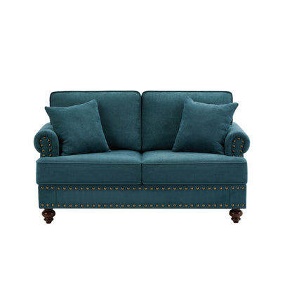 Canapé 3 places moderne en chenille de 82 pouces avec pieds marron, 2 oreillers et coussins amovibles, dossier