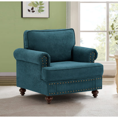 Canapé 3 places moderne en chenille de 82 pouces avec pieds marron, 2 oreillers et coussins amovibles, dossier