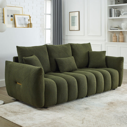 Canapé 3 places en tissu de 82 pouces avec coussins de dossier moelleux, cadre en bois massif et coussins en mousse confortables