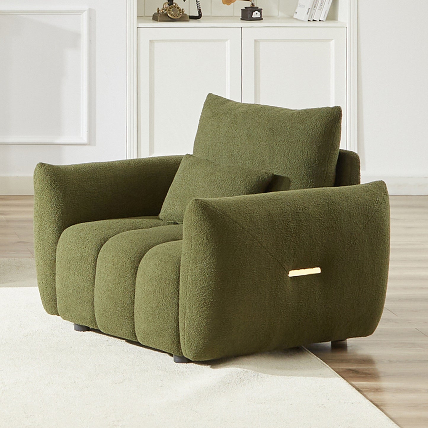 Canapé 3 places en tissu de 82 pouces avec coussins de dossier moelleux, cadre en bois massif et coussins en mousse confortables