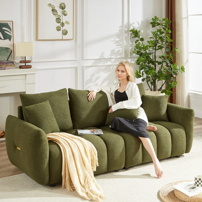 Canapé 3 places en tissu de 82 pouces avec coussins de dossier moelleux, cadre en bois massif et coussins en mousse confortables