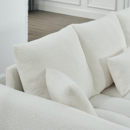 Canapé 3 places en tissu de 82 pouces avec coussins de dossier moelleux, cadre en bois massif et coussins en mousse confortables
