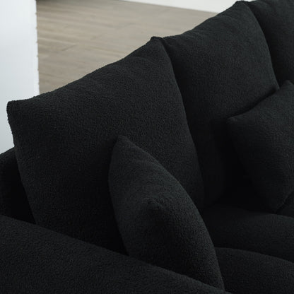 Canapé 3 places en tissu de 82 pouces avec coussins de dossier moelleux, cadre en bois massif et coussins en mousse confortables