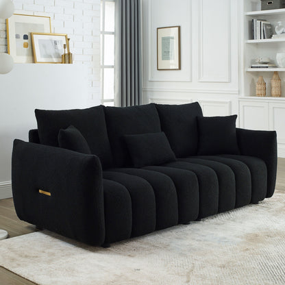 Canapé 3 places en tissu de 82 pouces avec coussins de dossier moelleux, cadre en bois massif et coussins en mousse confortables