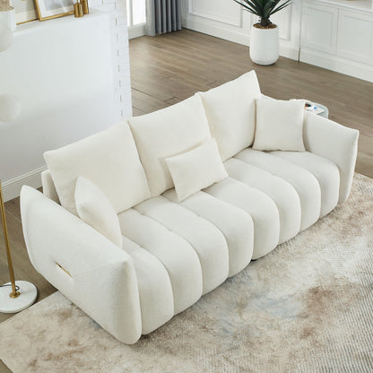 Canapé 3 places en tissu de 82 pouces avec coussins de dossier moelleux, cadre en bois massif et coussins en mousse confortables