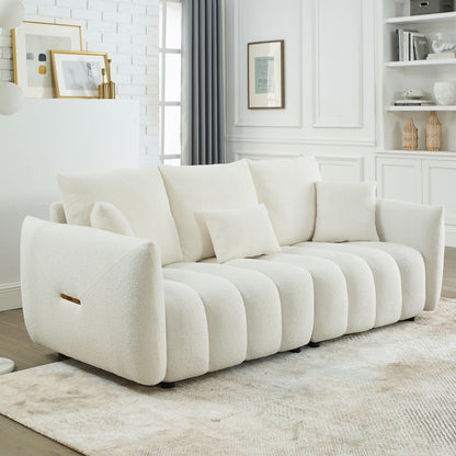 Canapé 3 places en tissu de 82 pouces avec coussins de dossier moelleux, cadre en bois massif et coussins en mousse confortables