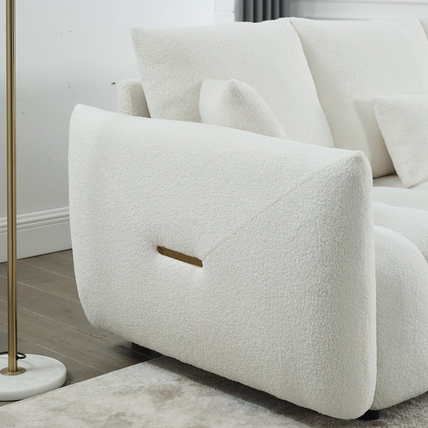 Canapé 3 places en tissu de 82 pouces avec coussins de dossier moelleux, cadre en bois massif et coussins en mousse confortables