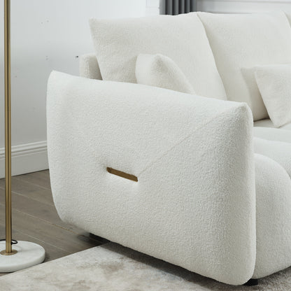 Canapé 3 places en tissu de 82 pouces avec coussins de dossier moelleux, cadre en bois massif et coussins en mousse confortables