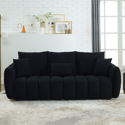 Canapé 3 places en tissu de 82 pouces avec coussins de dossier moelleux, cadre en bois massif et coussins en mousse confortables